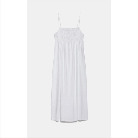 Zara Elasticized White Dress Small - Picture 3 of 12
